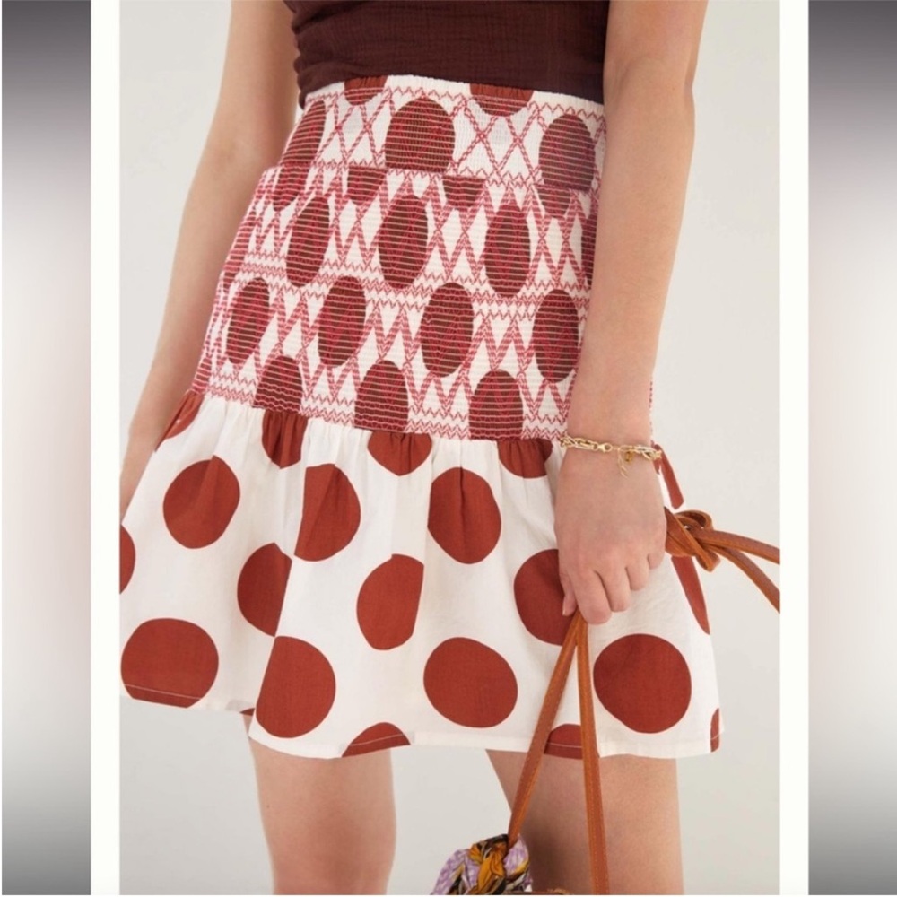 Anthropologie Polka Dot Flowy Skirt